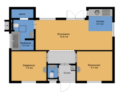 Finse bungalow infrarood sauna plattegrond