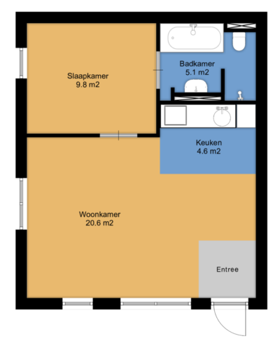 Appartement bad douche plattegrond